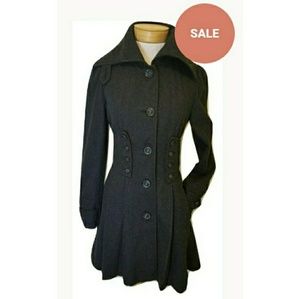 Small AzelHazel Peacoat Charcoal Long Cinch Waist